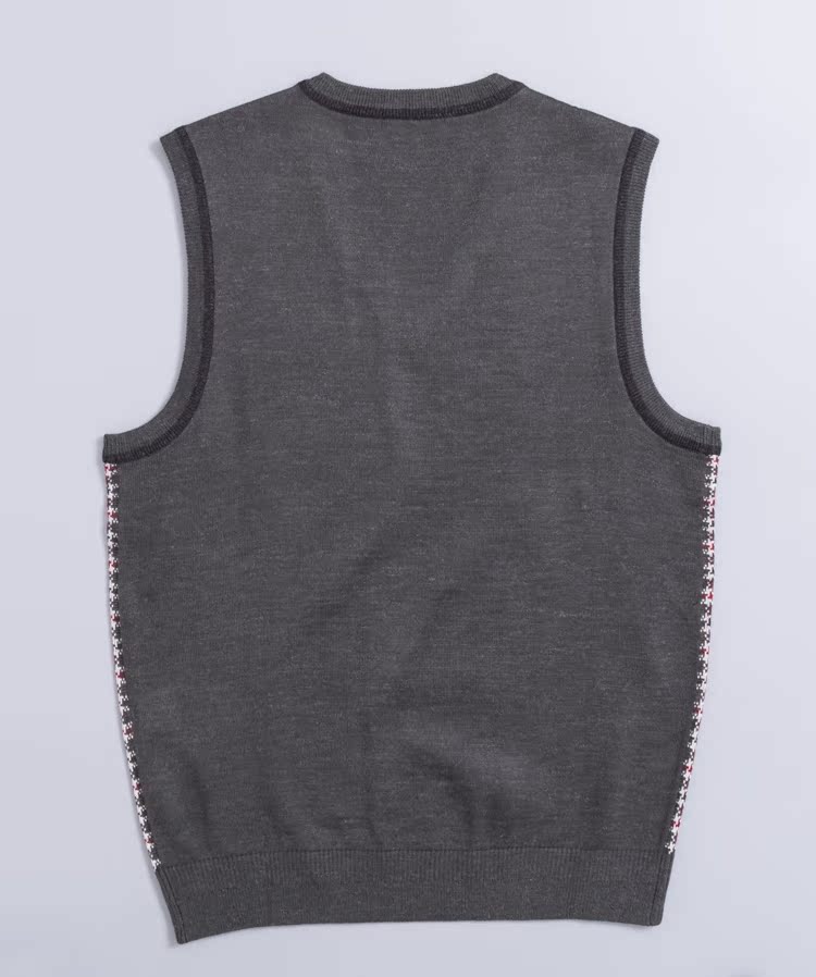 メンズ ゴルフ ウェア 千鳥格子柄ニットベスト紋章ワンポイント付き