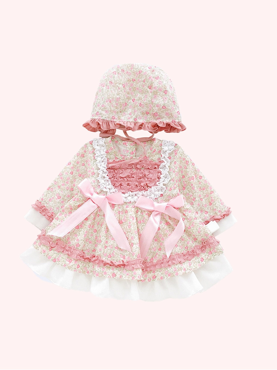 フォーマルワンピース 花柄フリルのお姫様ワンピース