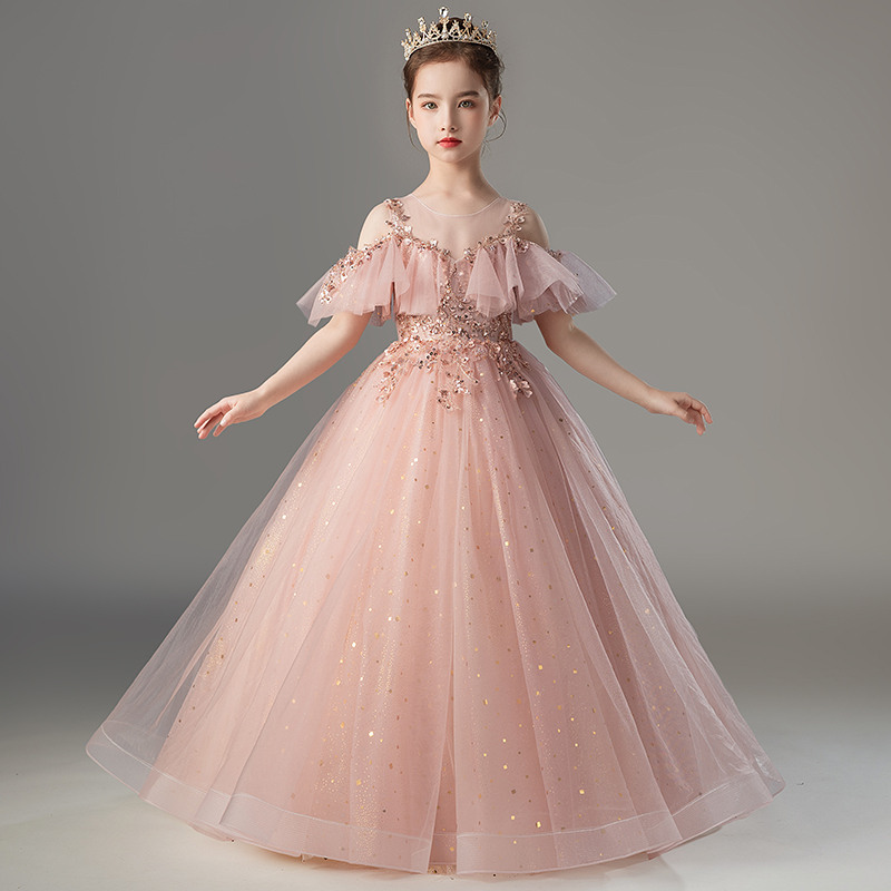 フォーマルワンピース 華やかティアラ付き姫系チュールドレス