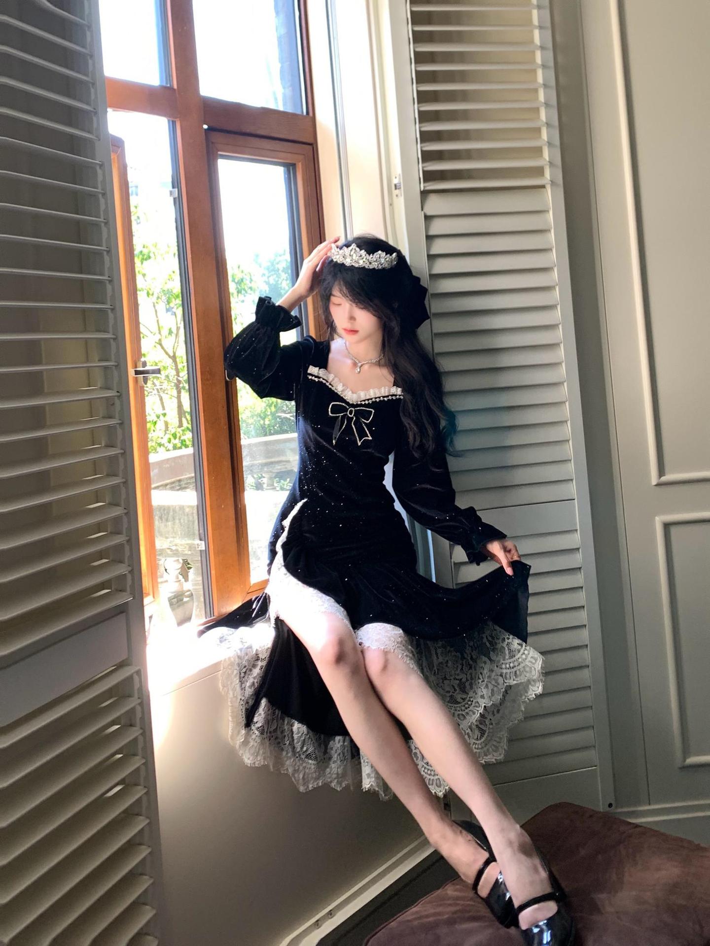 姫系レース切替フォーマルワンピース