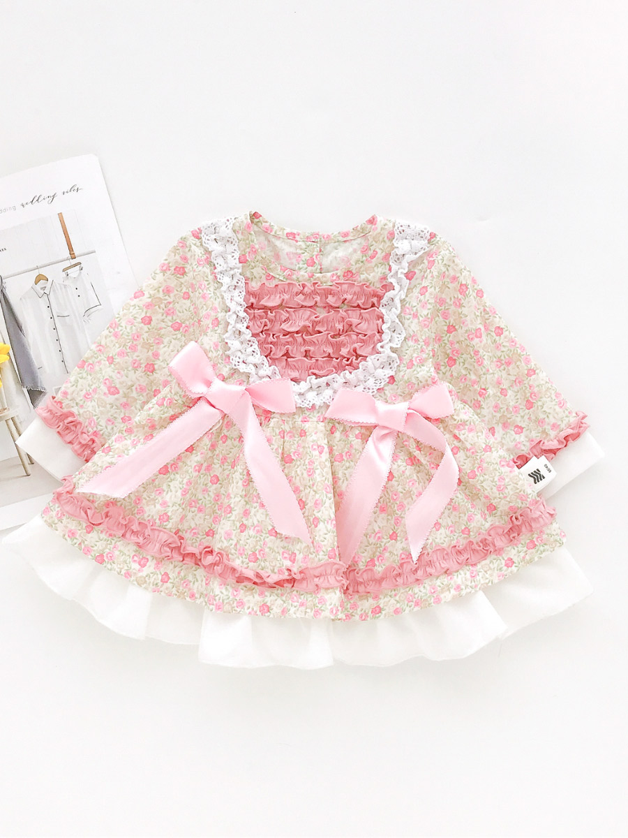 フォーマルワンピース 花柄フリルのお姫様ワンピース