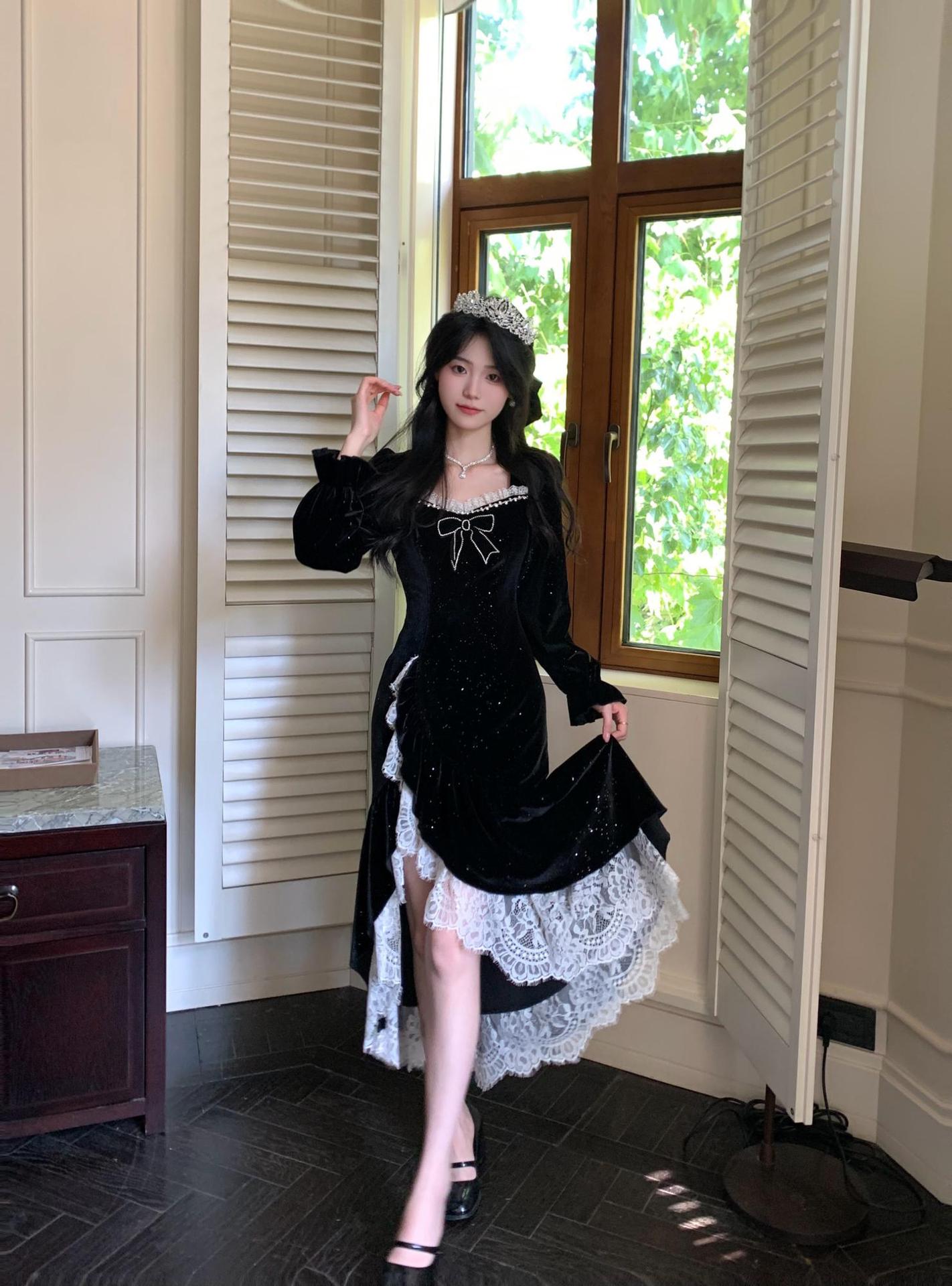 姫系レース切替フォーマルワンピース