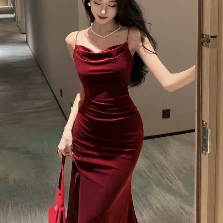 フォーマルワンピース 艶やか光沢ドレープフォーマルロングワンピース
