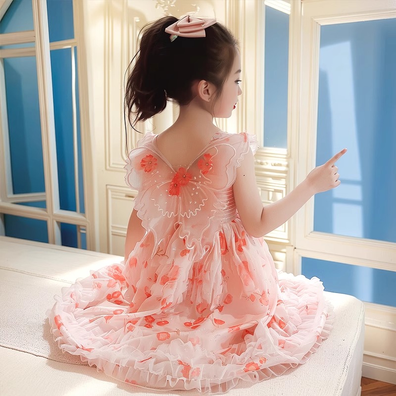 フォーマルワンピース 花柄プリンセス ティアードワンピース
