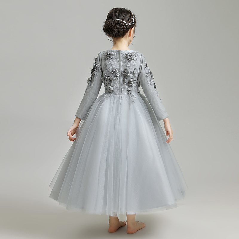 フォーマルワンピース 華やか立体花刺繍チュールドレス