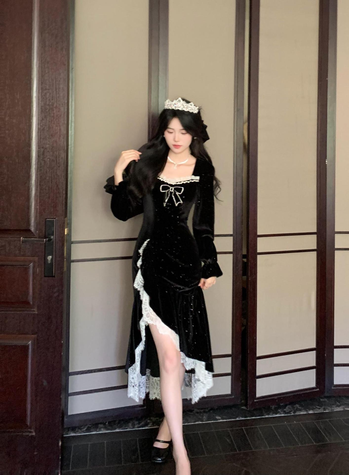 姫系レース切替フォーマルワンピース
