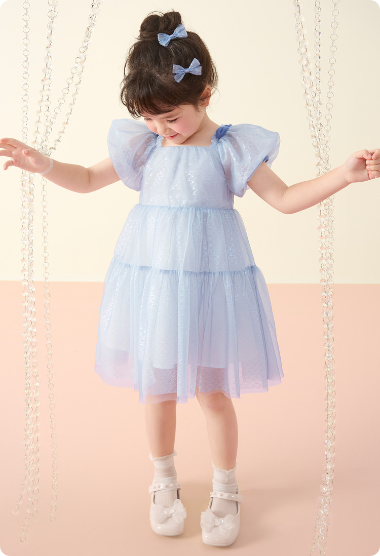 フォーマルワンピース ティアードチュール ふんわり袖 子供ドレス