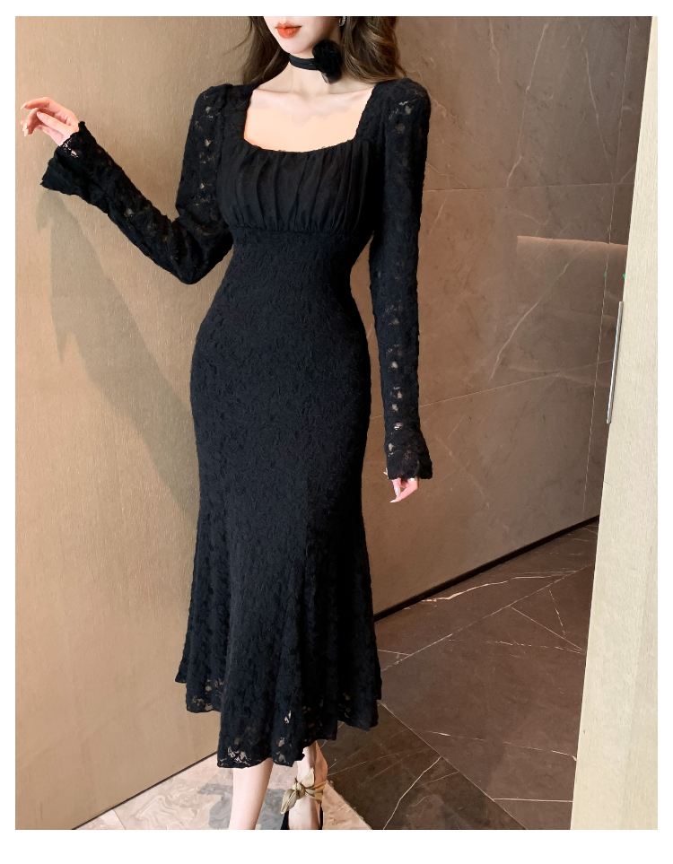 優美シルエットのフォーマルワンピース　ブラック　ホワイト
