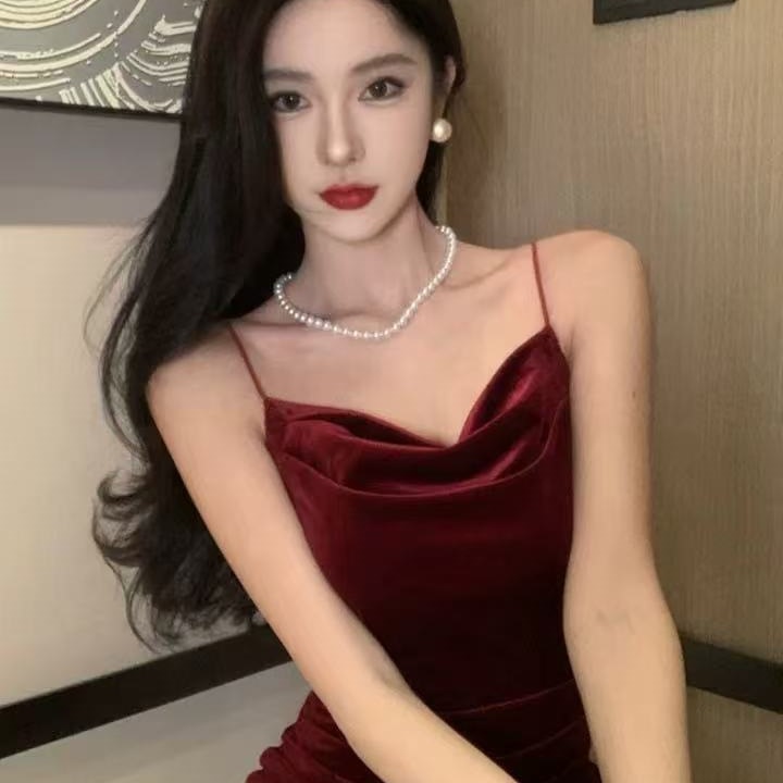 フォーマルワンピース 艶やか光沢ドレープフォーマルロングワンピース