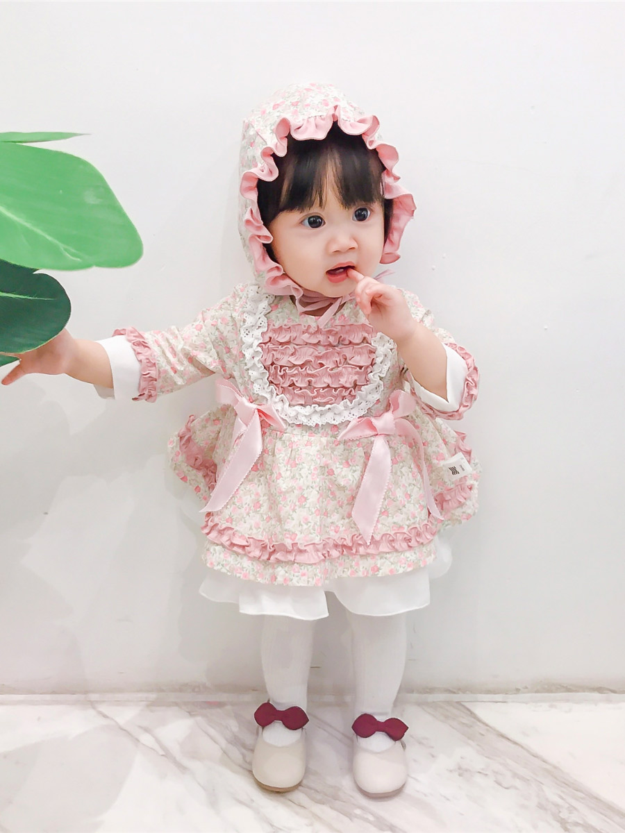 フォーマルワンピース 花柄フリルのお姫様ワンピース