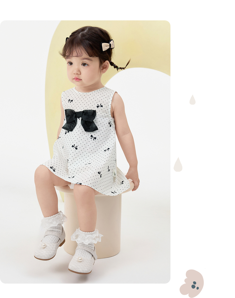 フォーマルワンピース 小さな蝶結び ドット柄 子供ドレス