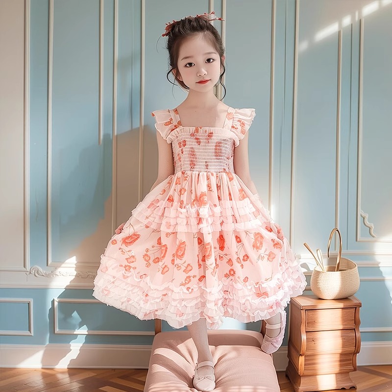 フォーマルワンピース 花柄プリンセス ティアードワンピース