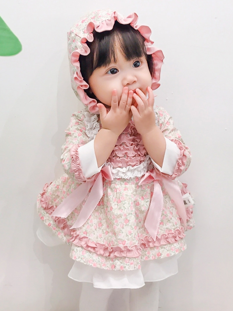 フォーマルワンピース 花柄フリルのお姫様ワンピース