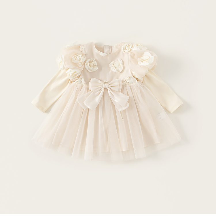 フォーマルワンピース 華やか花飾りチュールドレス