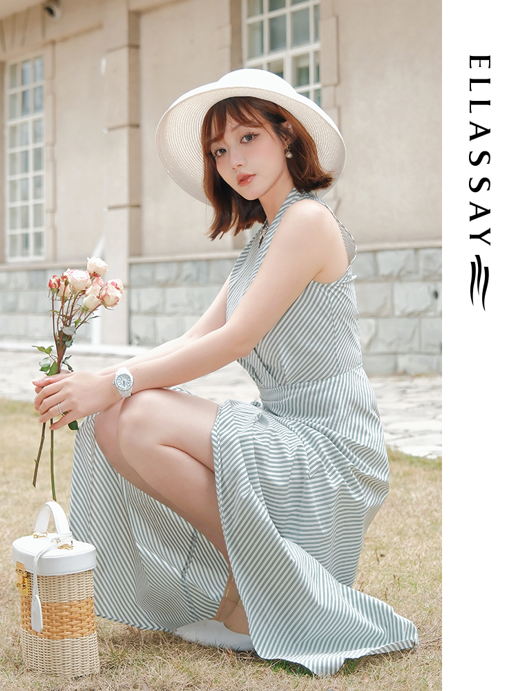 リゾートワンピース 優美ホルターネックラップワンピース