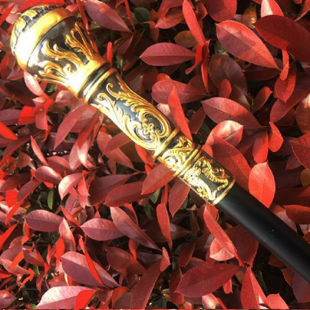 黒金唐草彫刻三分割式紳士杖