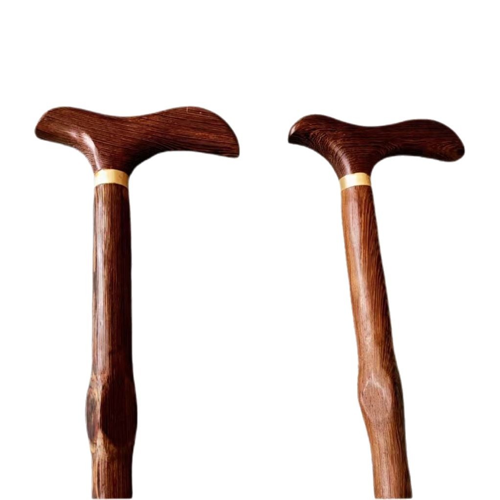 杖 木製鶏翅木ハンドル一本杖防滑付き