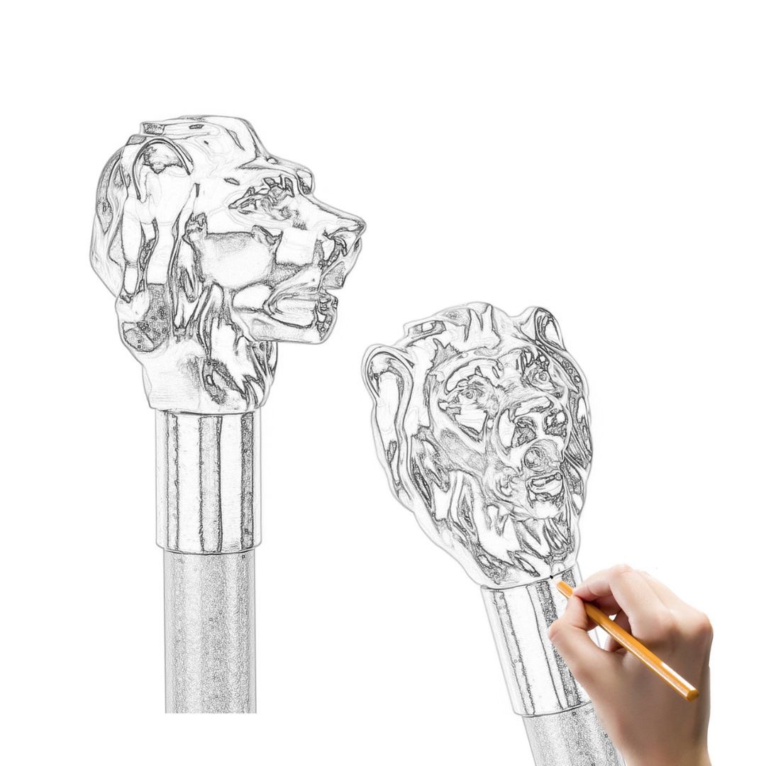 黄金ライオンヘッド杖 高級装飾ステッキ