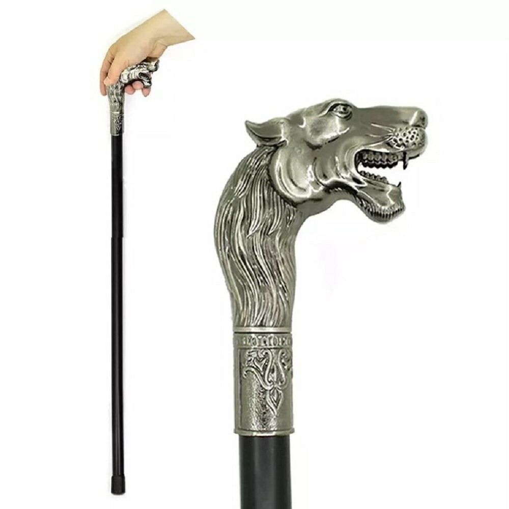 獅子頭銀色装飾杖 分割式高級仕様