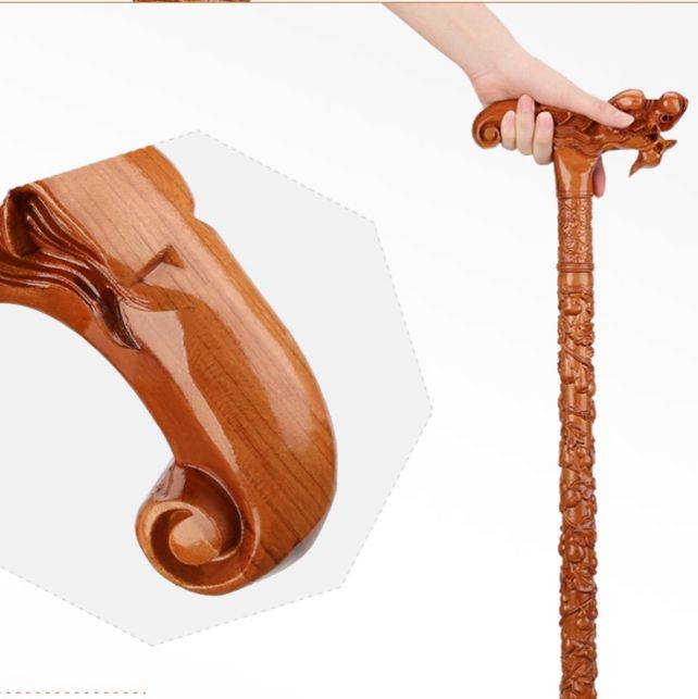 杖 龍頭彫刻木製歩行補助杖