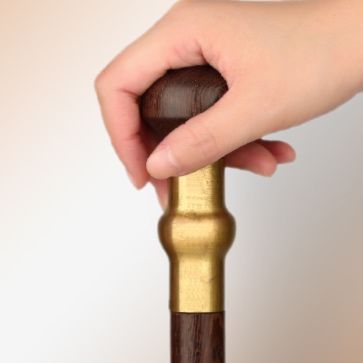 杖 花彫り装飾付き木製歩行補助杖