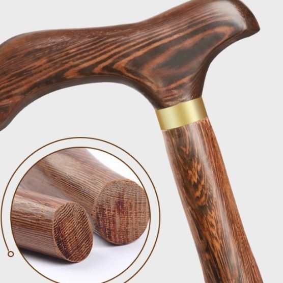 杖 天然木製手彫り装飾握り手付き高級ウォーキング杖