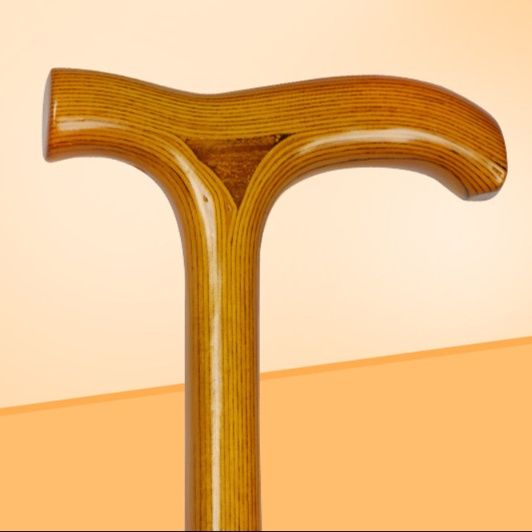 杖 木製一体成型拐杖 手工彫刻丁字型握り手