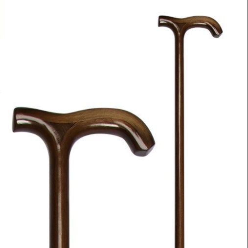 杖 木製一体成型拐杖 手工彫刻丁字型握り手