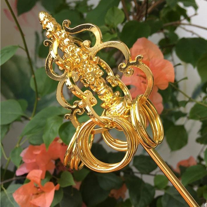 四面錫杖飾り付き仏教用杖3種サイズ展開