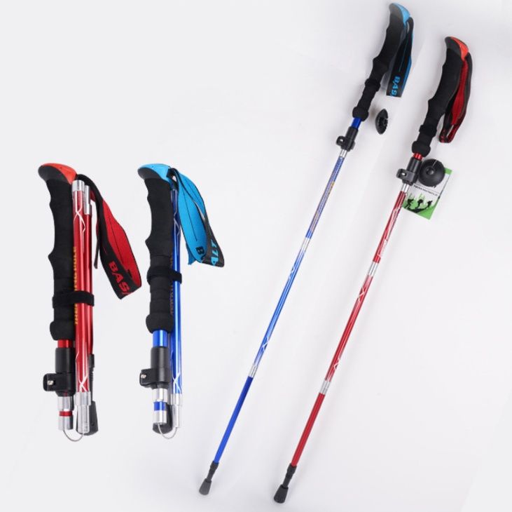 5段伸縮式軽量登山杖 折りたたみ式滑り止め付