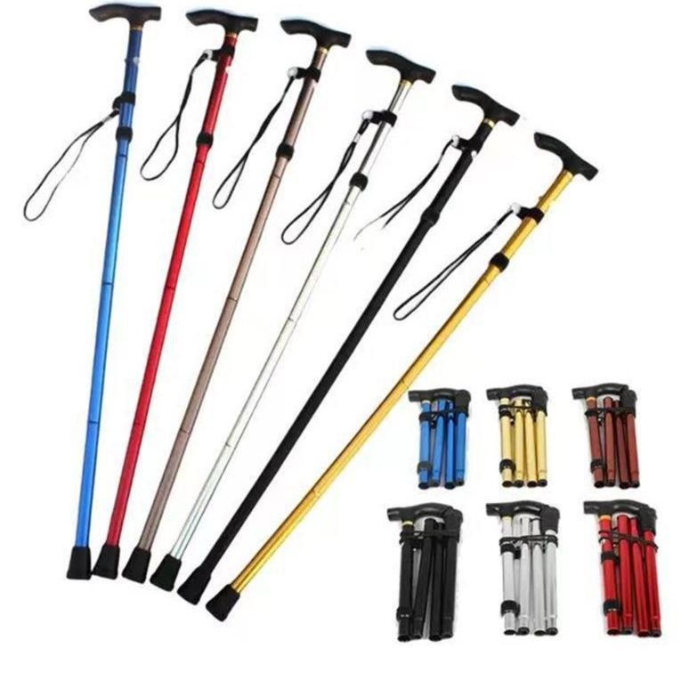 杖 伸縮式折りたたみ軽量杖人型グリップ付