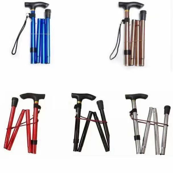 杖 伸縮式折りたたみ軽量杖人型グリップ付
