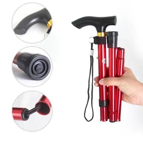 杖 伸縮式折りたたみ軽量杖人型グリップ付