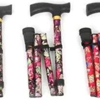 杖 華やか花柄折りたたみ式伸縮杖