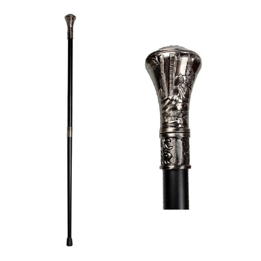 狼刻印丸型錫杖 金属製三分割式つえ