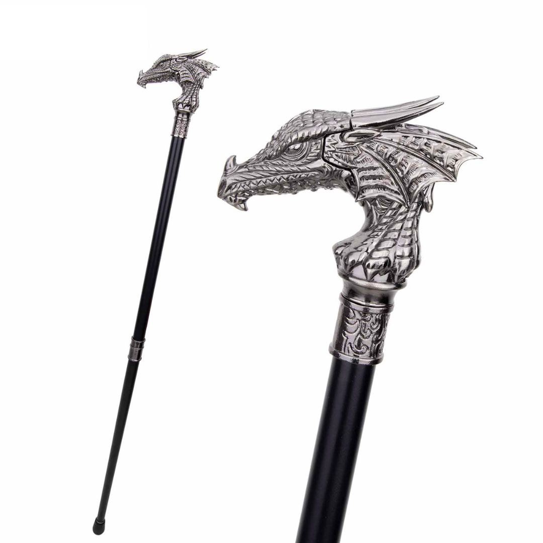 銀龍装飾杖 高級金属製 男女兼用 おしゃれ