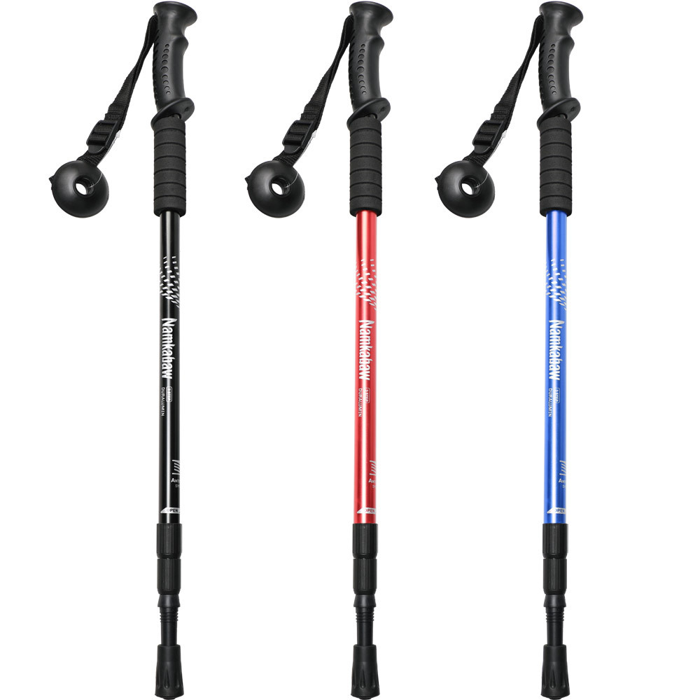 杖 三段四段伸縮式軽量硬鋁合金登山用杖