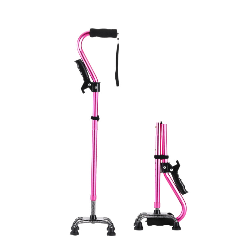 杖 四点支持脚伸縮式折りたたみ杖