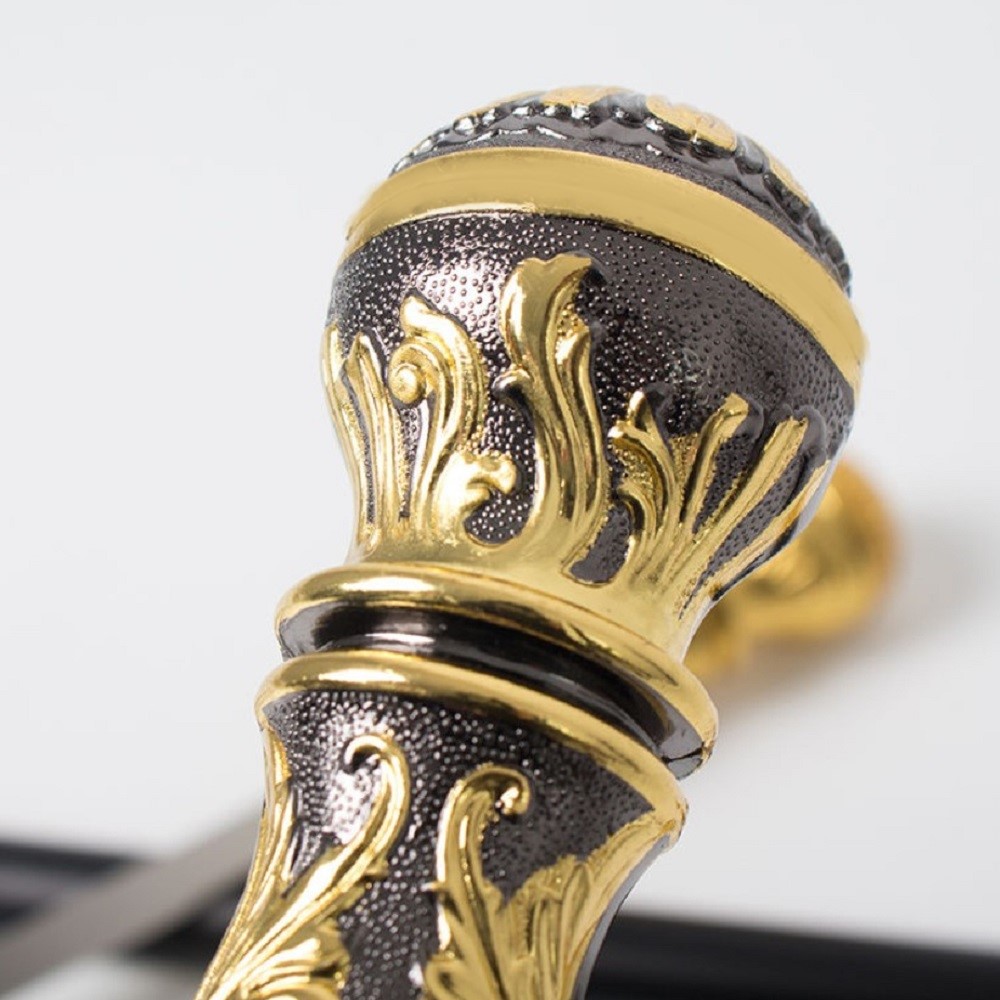 黒金唐草彫刻三分割式紳士杖