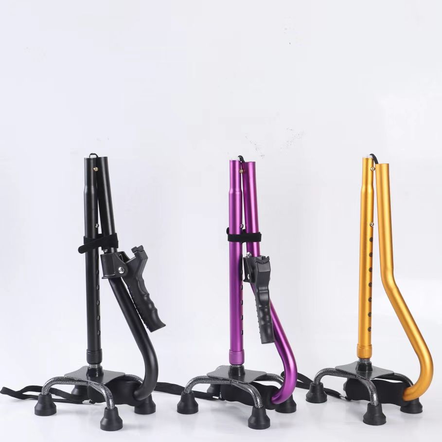 杖 四点支持脚伸縮式折りたたみ杖