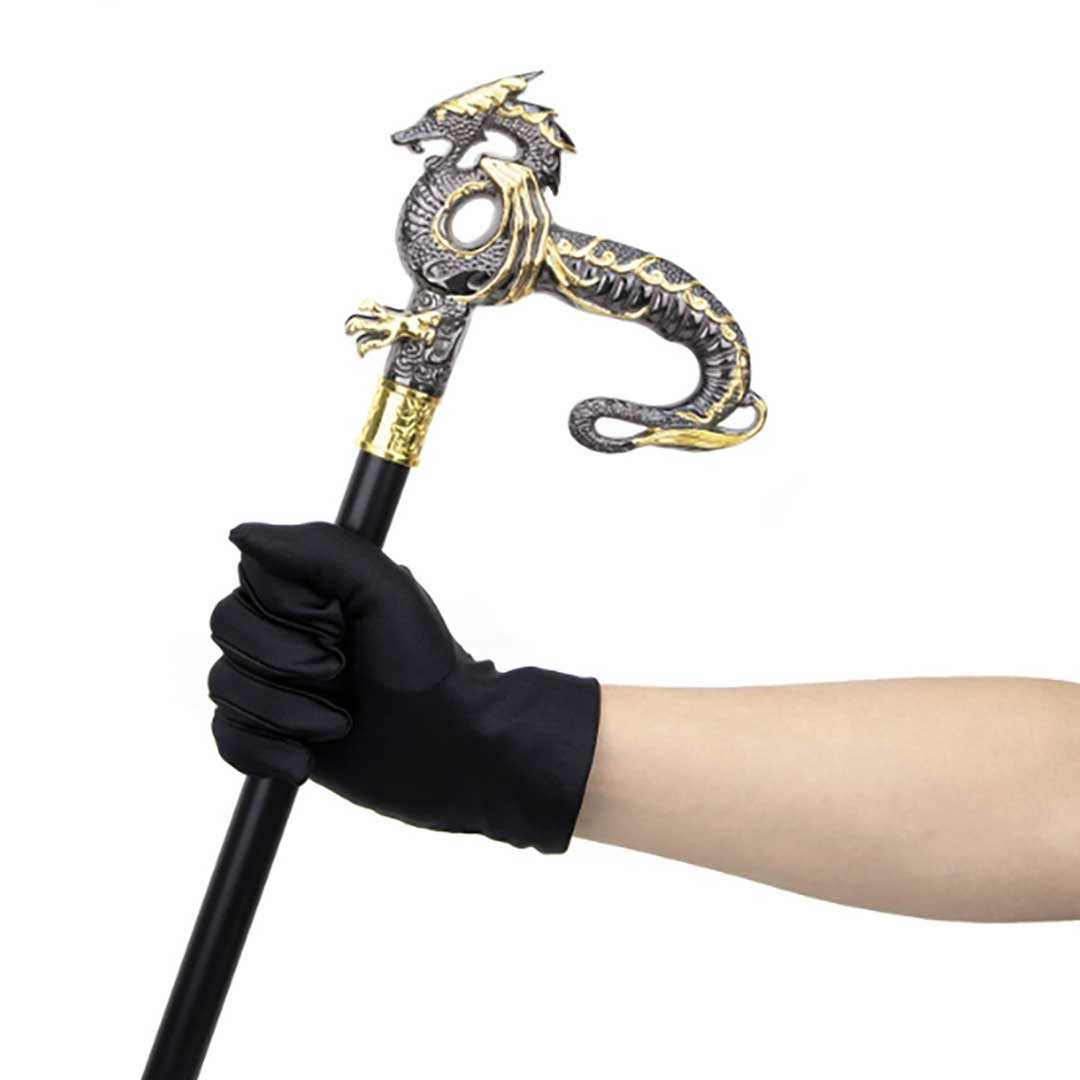 金色龍装飾ファッション杖 黒軸仕様