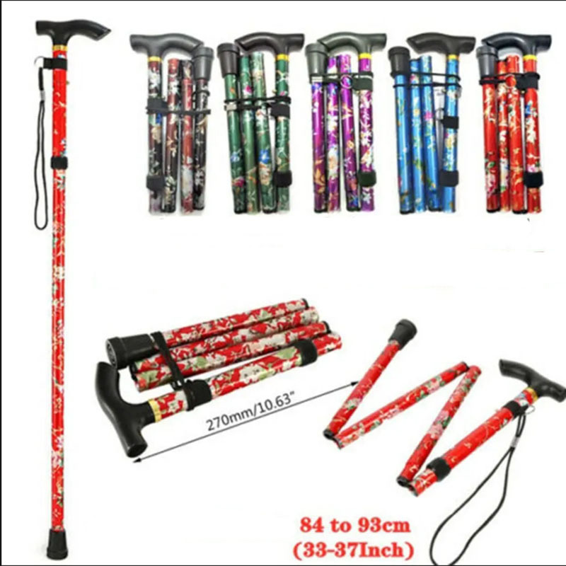 杖 花柄折りたたみ式軽量伸縮ウォーキング杖