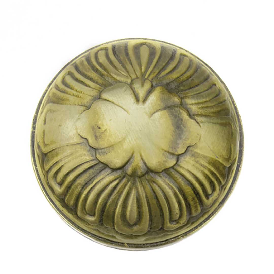 花彫刻球体真鍮杖 分割式装飾杖 金色アンティーク