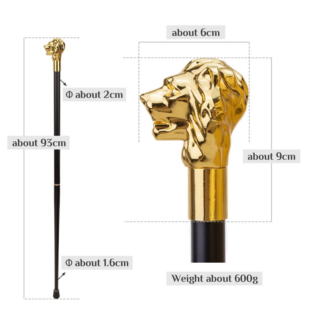 黄金ライオンヘッド杖 高級装飾ステッキ