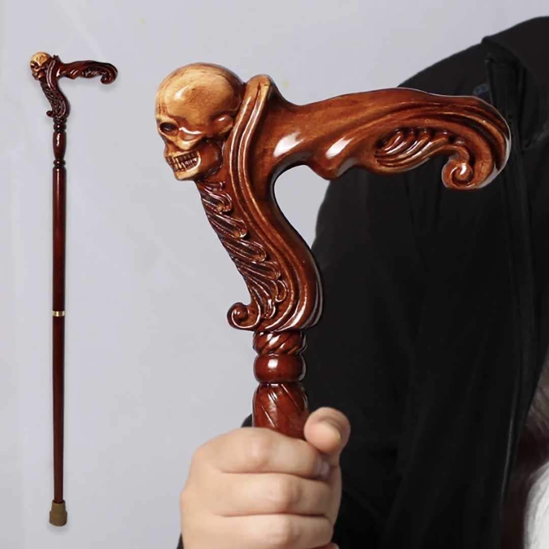 木製 動物彫刻 高級ウォーキング杖 おしゃれな装飾つえ