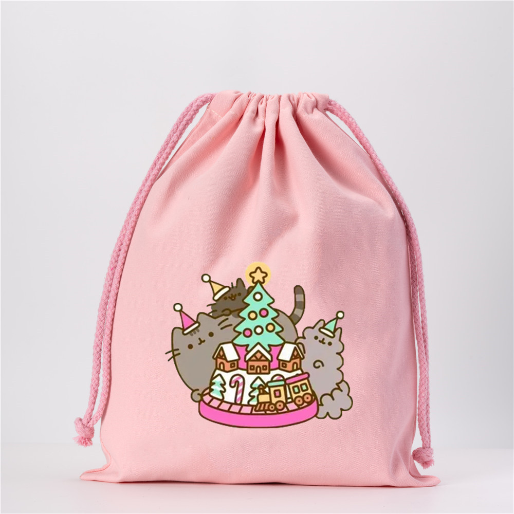 巾着 可愛い猫キャラクター柄巾着ポーチ