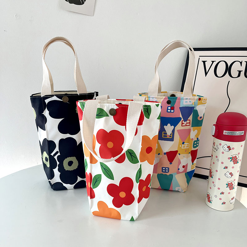 巾着 大きな花柄プリント巾着トートバッグ