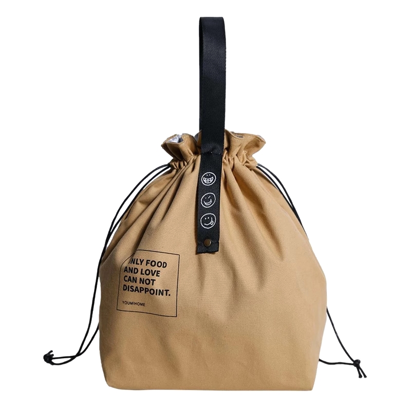 巾着 スマイル刺繍入り巾着トートバッグ