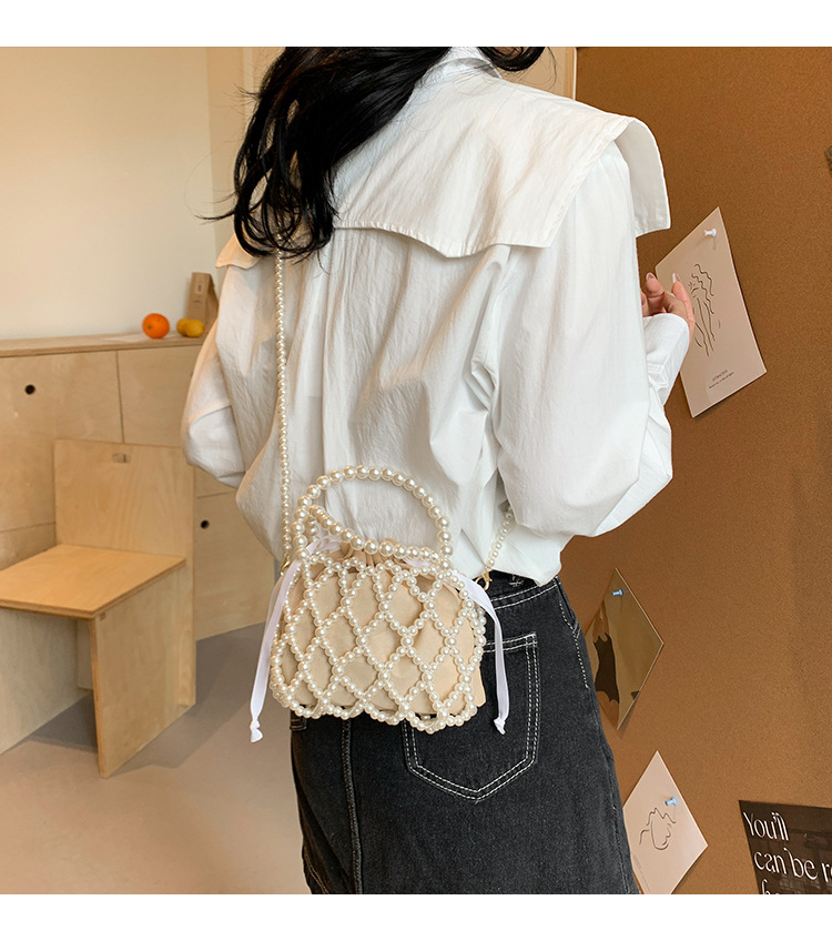 巾着 パール装飾巾着ショルダーバッグ