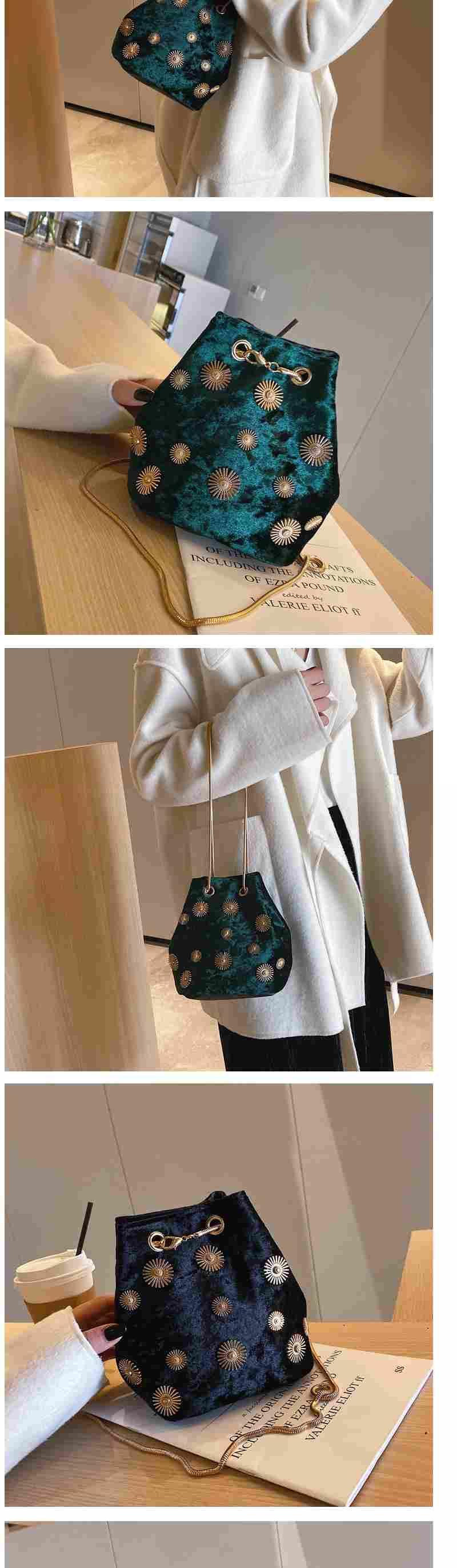 巾着 太陽刺繍ベルベット巾着ショルダー鞄